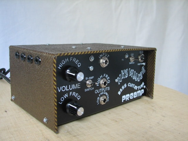 Nitewalker Bass Guitar Tube Preamp shown with optional tweed cover (dark or light).